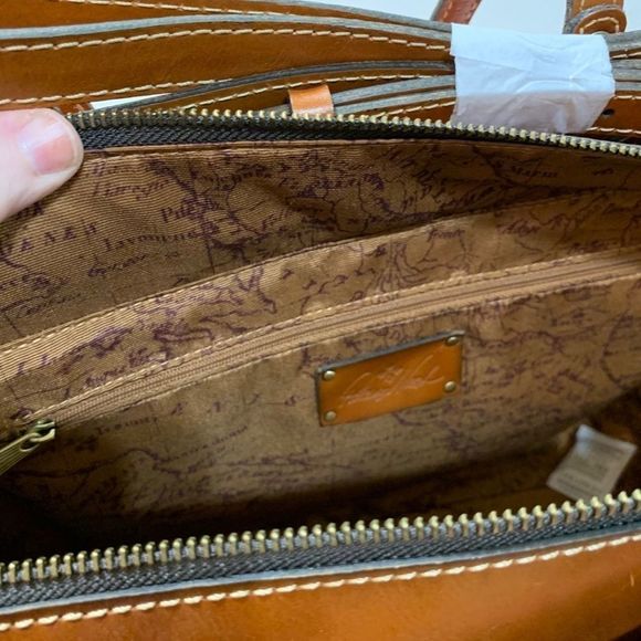 Patricia Nash Woven Straw & Leather Bag With Scarf - Picture 10 of 12